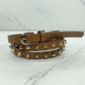 Brown Studded Faux Leather Belt Medium (M) ✨